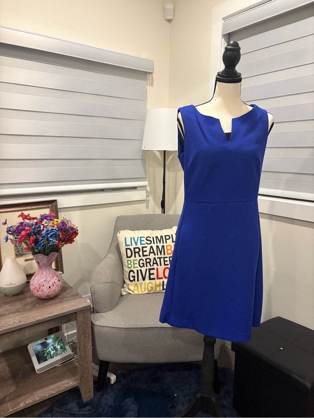 GAP Royal Blue Sleeveless Fit & Flare Dress Notch Neck Size 4